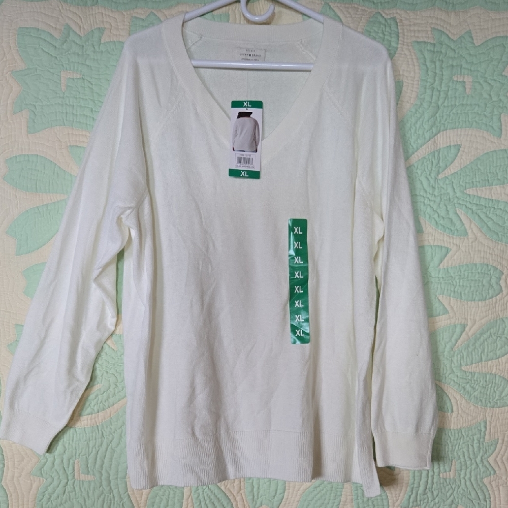 Lucky Brand Cream V-Neck Sweater